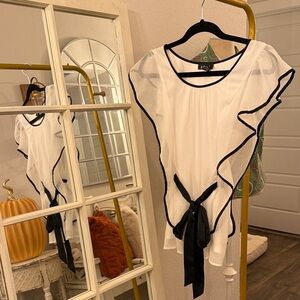 A. Byer White Blouse with Black Trim